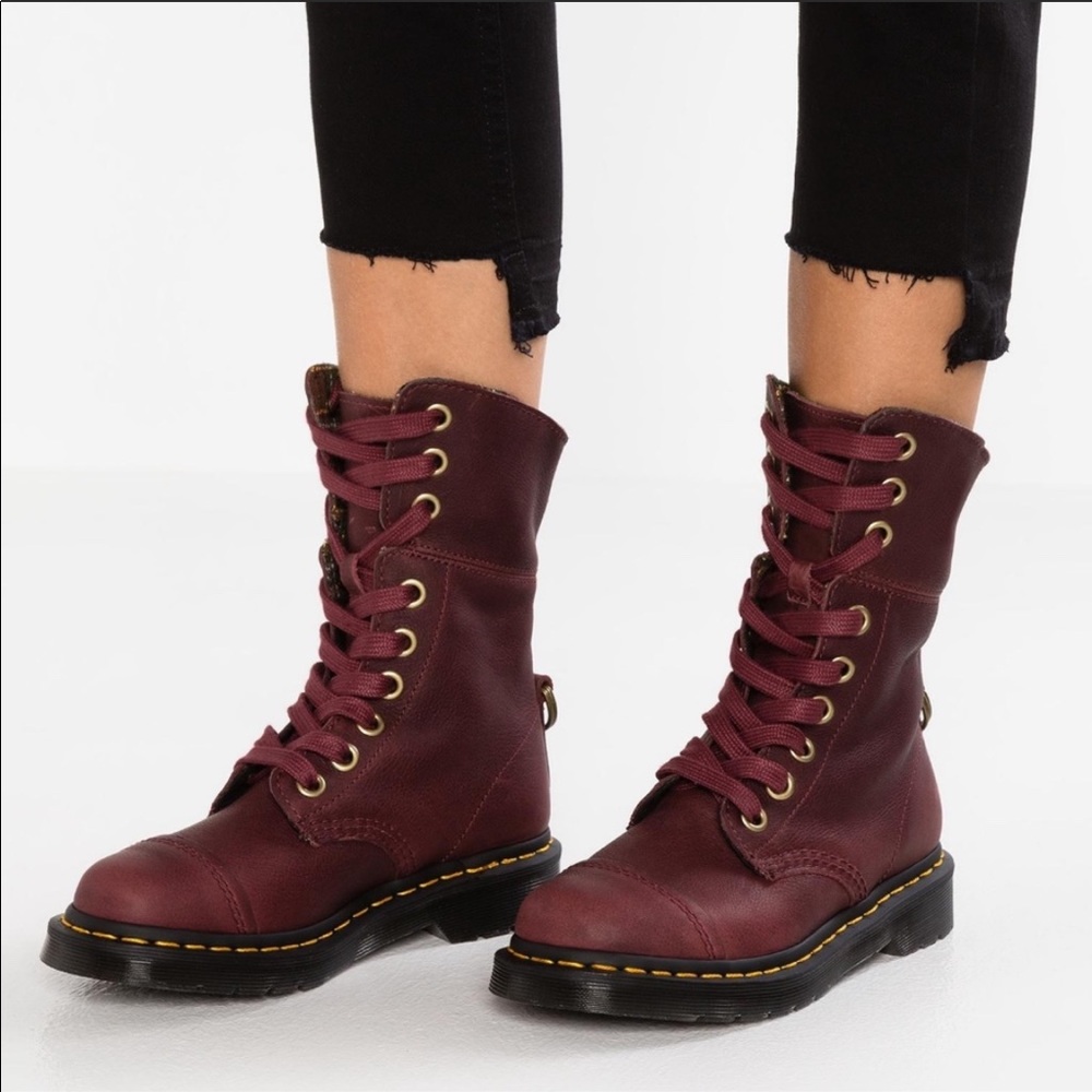 Dr. Martens Aimilita Combat Boots in Cherry. Size US 6